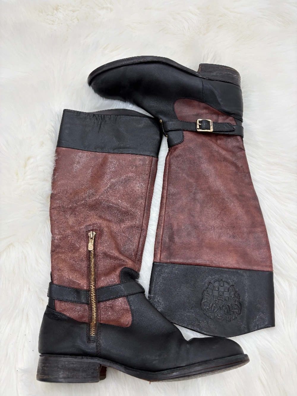 Vince Camuto Brown & Black Riding Boot - Size 9.5
